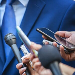 Media Interview. Journalists Interviewing Politician or Business