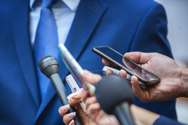 Media Interview. Journalists Interviewing Politician or Business